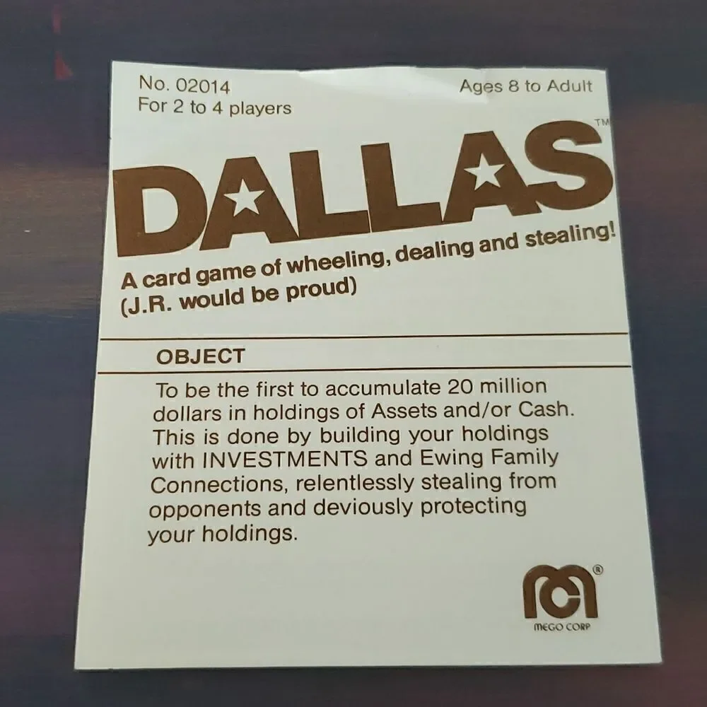 Vintage 1980 DALLAS Card Game - J R Ewing
